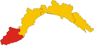 Poziția provinciei în Liguria