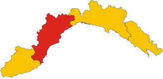 Poziția provinciei în Liguria