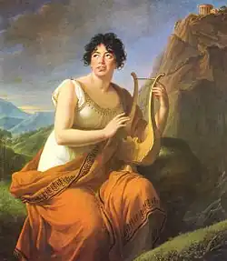 Madame de Staël ca fecioară la at Capul Miseno; de Elizabeth Vigée-Lebrun; 1807–1809; ulei pe pânză; 140&nbsp;cm x 118&nbsp;cm; Muzeul de Artă și Sitorie din Geneva (Elveția)