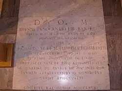 Epitaful lui Inocenţiu Micu, scris de Samuil Micu, Biserica Santi Sergio e Bacco din Roma