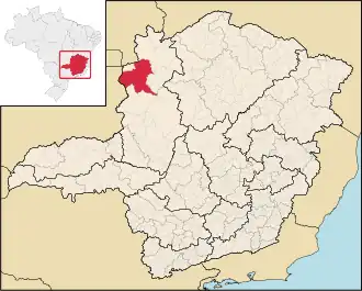 Poziția localității Unaí