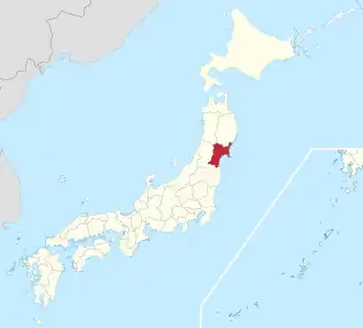 Poziția regiunii Prefectura Miyagi