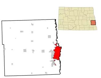 Poziția localității Fargo