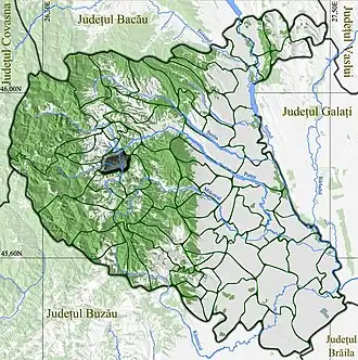 Amplasarea în cadrul județului