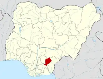 Harta statului Ebonyi în cadrul Nigeriei