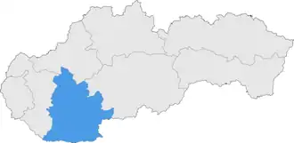 Harta regiunii Nitra în cadrul Slovaciei