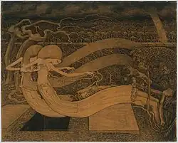 O grave, where is thy Victory; de Jan Toorop; 1892; creion și cretă; 60,4 x 75,3&nbsp;cm; Rijksmuseum (Amsterdam, Țările de Jos)