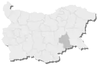 Harta regiunii Iambol în cadrul Bulgariei