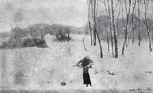 Femeie cărând vreascuri