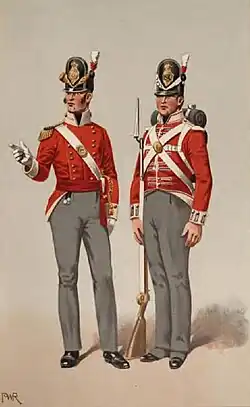 Ofițer și soldat al armatei britanice, 1815
