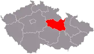 Poziția regiunii Pardubice