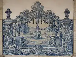 Azulejo în Mănăstirea São Vicente de Fora (Lisabona, Portugalia), cu o scenă bazată pe un print de a Jean Le Pautre, 1730-1735, arhitect necunoscut