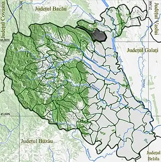 Amplasarea în cadrul județului