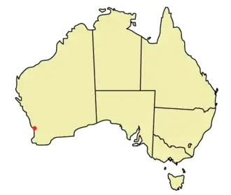 Poziția localității Perth