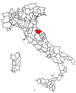Poziția regiunii Provincia di Pesaro e Urbino