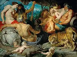 Cele Patru Continente; de Peter Paul Rubens; circa 1615; ulei pe pânză; 209 x 284 cm; Muzeul de Istorie a Artei din Viena (Austria)