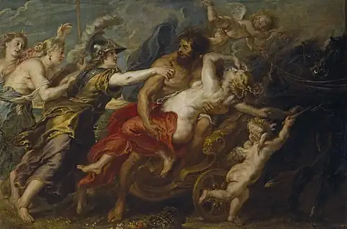 The Rape of Proserpina (1636-1638), Rubens, bazat pe sarcofagul Rospigliosi