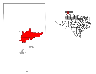 Plasare în comitatul Potter (la nord) și comitatul Potter (la sud), respectiv în statul &nbsp;Texas