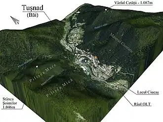 Detalii de relief pentru Băile Tușnad