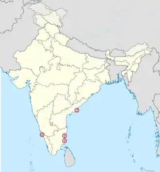 Poziția localității Puducherry