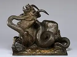 Piton Omorând un Gnu; de Antoine-Louis Barye; 1834–1839; bronz; 21,6 × 29,2 × 24,1&nbsp;cm; Muzeul de Artă Walters (Baltimore, SUA)