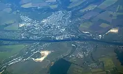 Vedere aeriană a orașele Râbnița,  Rezina (se află în dreapta-jos) și a satelor Ciorna și Boșernița