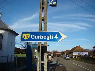 Indicator spre Gurbești în Josani