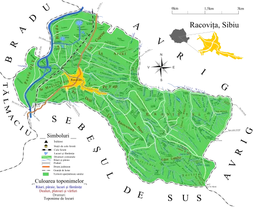 Racovița – Harta toponimică