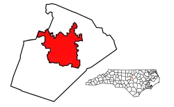 Harta comitatului Durham, Carolina de Nord