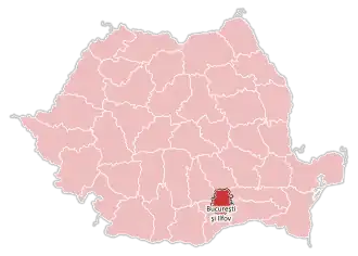 Hartă a regiunii de dezvoltare București și Ilfov