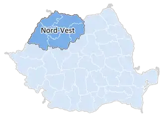 Hartă a regiunii de dezvoltare Nord-Vest