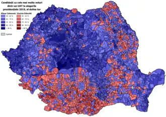 Distribuția geografică a voturilor pe unitate administrativă (primul tur)