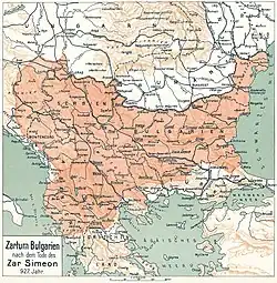 Harta statului în timpul țarului Simeon I
