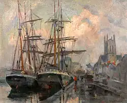 Robert Antoine Pinchon, Le port de Fécamp, ulei pe pânză, 98 × 63 cm