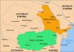 Principatele Române după Războiul din Crimeea (1856).