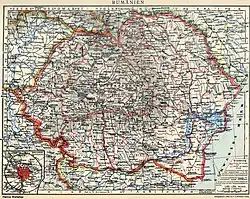Regatul României, 1920 - 1940. Harta prezintă județele de dinaintea reformei administrative din 1926.