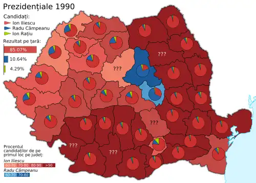 Distribuția geografică a voturilor pentru funcția de Președinte al României
