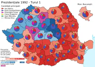 Distribuția geografică a voturilor pentru funcția de Președinte al României (primul tur)