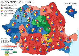 Distribuția geografică a voturilor pentru funcția de Președinte al României (primul tur)