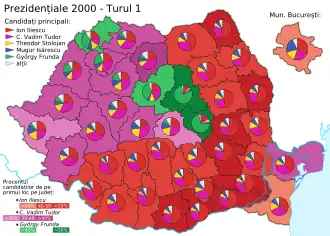 Distribuția geografică a voturilor pentru funcția de Președinte al României (primul tur)