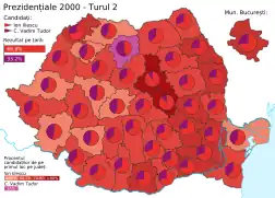 Distribuția geografică a voturilor pentru funcția de Președinte al României (turul doi)