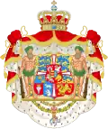 Blazonul Danemarcei folosit 1819 - 1903. Acest blazon a fost primul după ce leul norvegian a fost îndepărtat din el.