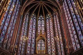 Vitralii din Sainte-Chapelle (Paris), terminată în 1248, construită în principal între 1194 și 1220