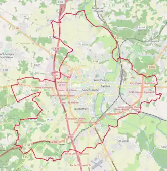 Poziția localității Saintes