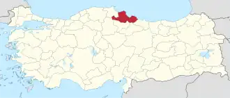 Poziția provinciei Samsun în Turcia