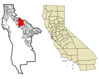 Localizare în comitatul  San Mateo