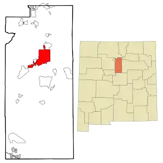 Localizare în statul New Mexico