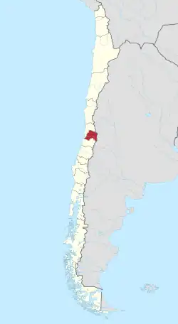 Poziția localității Regiunea metropolitană Santiago