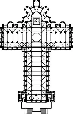 Planul Catedralei din Santiago de Compostela în formă de cruce latină
