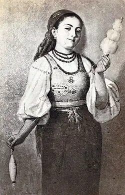 Tânără țărancă torcând